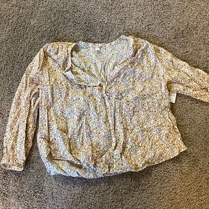 Yellow floral Old Navy button down blouse
